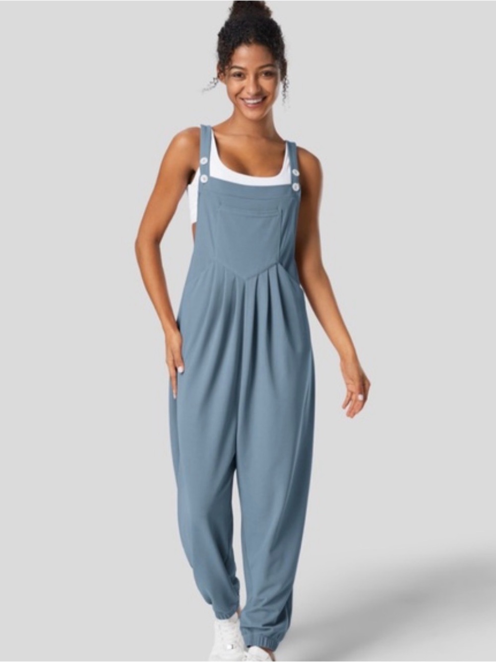 Halara Slate-Blue Relaxed Overalls Jumpsuit